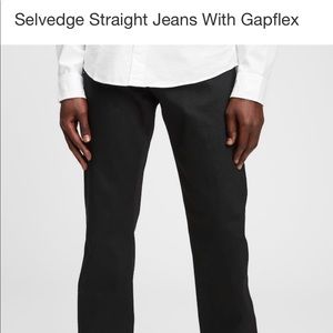 NWT Gap 1969 black straight selvedge jeans